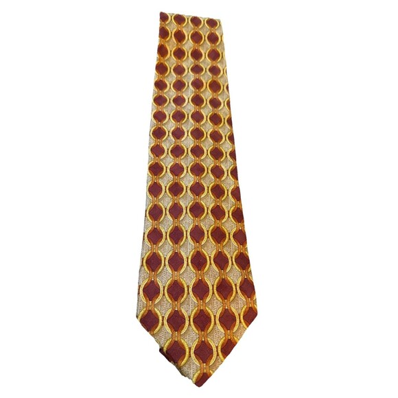 Ermenegildo Zenga Men’s Gold Rust Printed 100% Silk Tie 4” x 58” Italian EUC - Picture 3 of 7